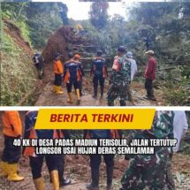 40 KK di Desa Padas Madiun Terisolir, Jalan Tertutup Longsor usai Hujan Deras Semalaman