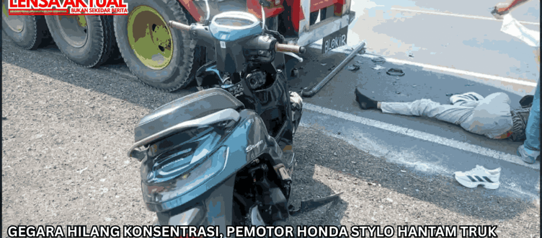 Gegara Hilang Konsentrasi, Pemotor Honda Stylo Hantam Truk Parkir di Tuban, Kondisi Kritis