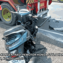 Gegara Hilang Konsentrasi, Pemotor Honda Stylo Hantam Truk Parkir di Tuban, Kondisi Kritis